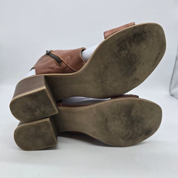 Miz Mooz Scoot Brandy Leather Heeled Sandals Brown Size 39 US 8.5-9 Excellent - Picture 8 of 11